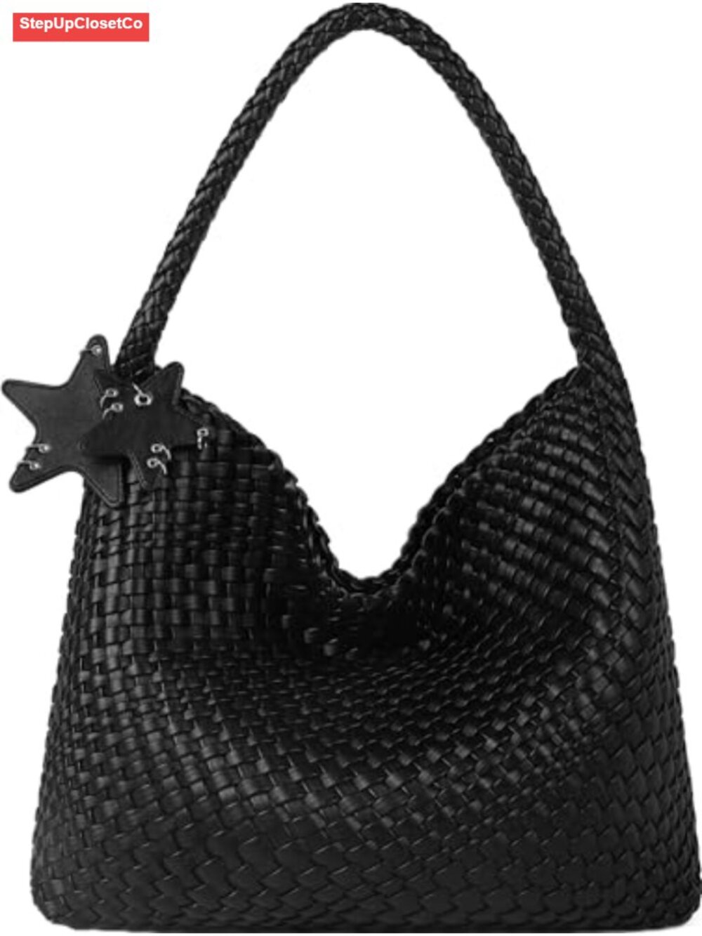 Woven Vegan Leather Hobo Top Handle Tote Bag Shoulder Purse
